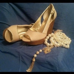 *Authentic* BCBG Generation "Lyrics" Canvas Wedge