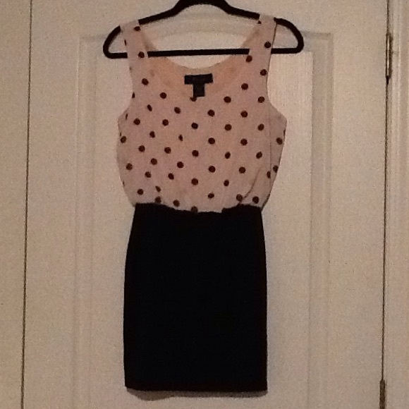 Pink and black polka dot dress
