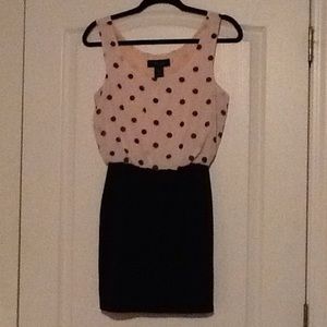 Pink and black polka dot dress