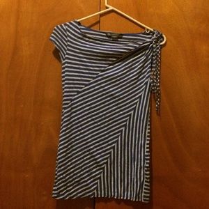 Blue and grey striped shirt