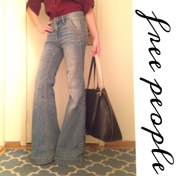 Free People Wide Leg Jeans (partial high wasted)