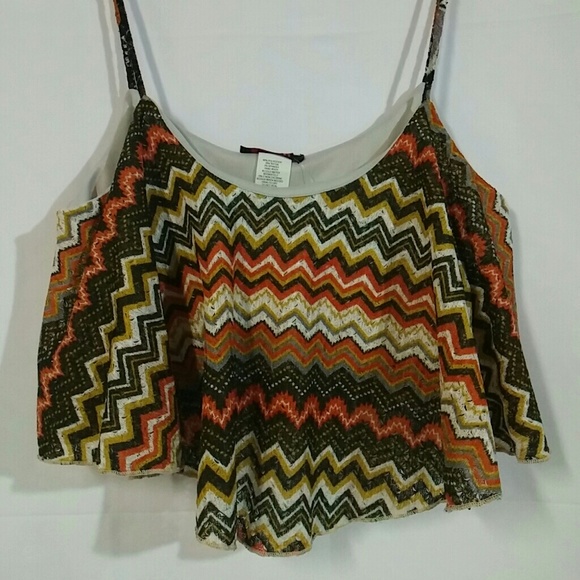 chevron print multi color crop top
