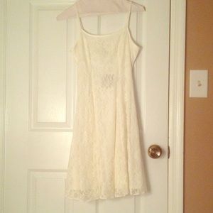 Cream White Fully-lined Floral Lace Sundress