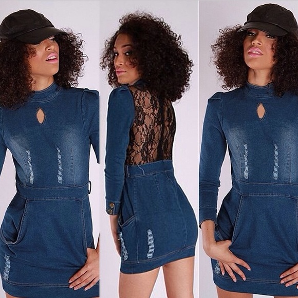 Sexy denim mini dress