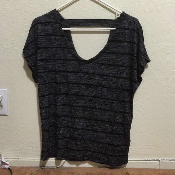 Black and grey striped vneck