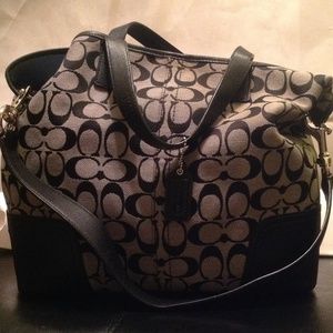 Coach Black-White-Black Hadley Signature Duffle