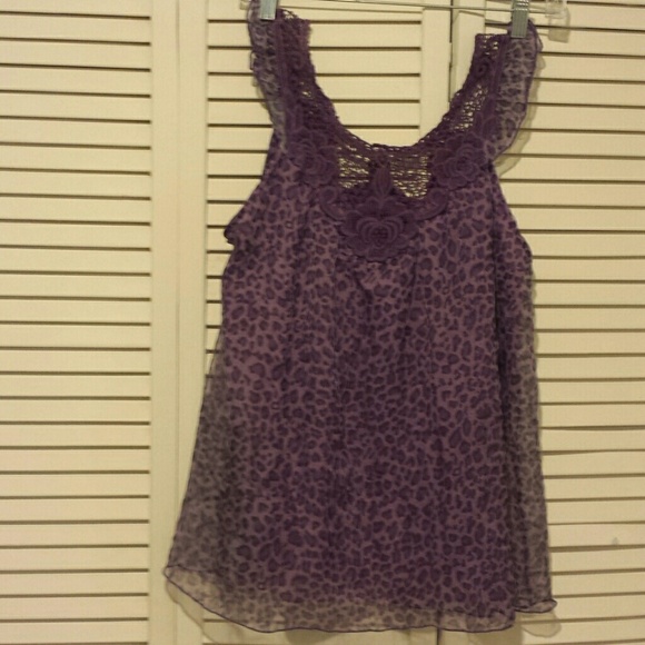 Purple and Black Leopard Print Top