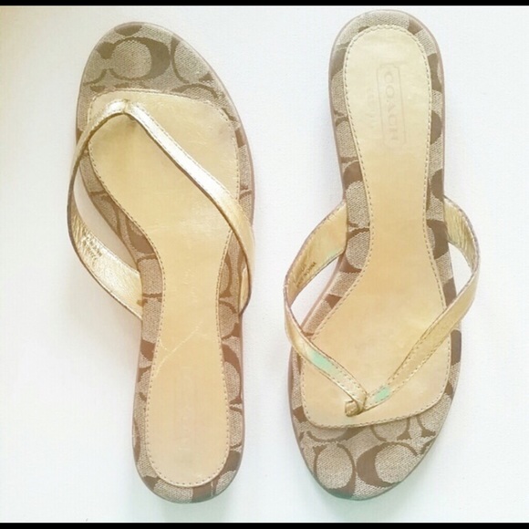 Coach gold sandals 8.5