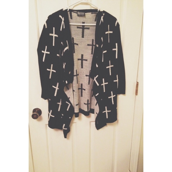 Black and white cross sweater