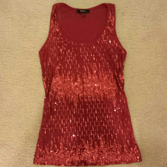 Express red sequin tank top