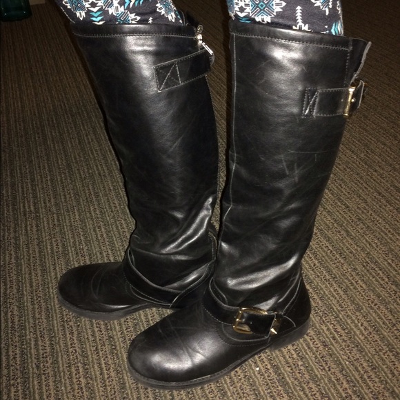 JustFab Dash black tall boots with stud detailing