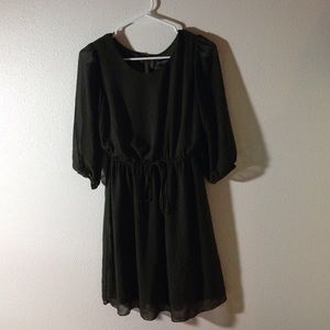 Olive green chiffon dress