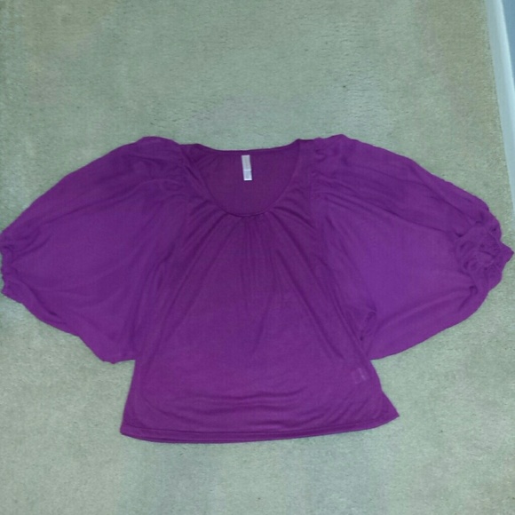 Sheer split sleeve purple blouse
