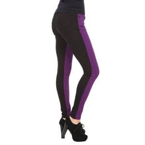 Half black, half purple skinnies