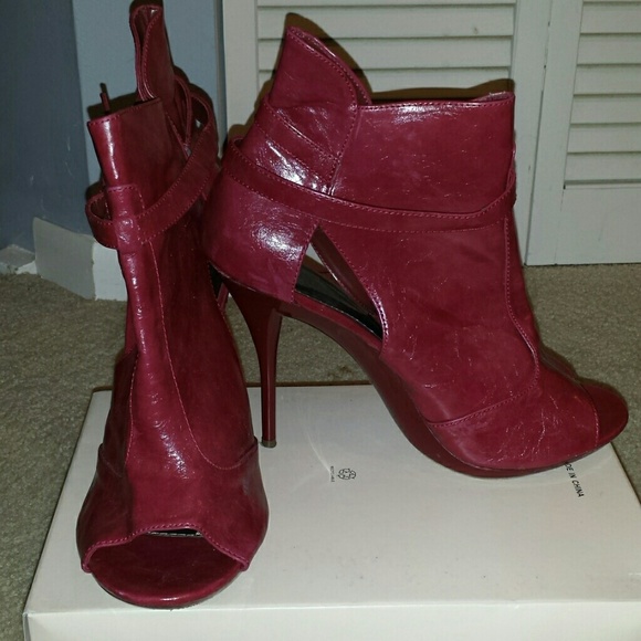 Red Open Toe Booties