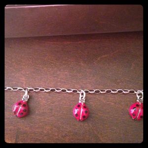 Ladybug enamel Italian silver charm bracelet