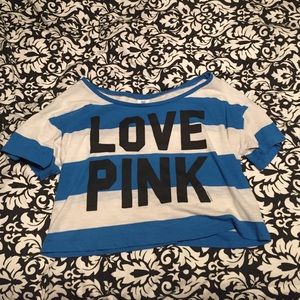 PINK blue and white striped shirt