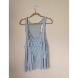 SOLD -Blue Ruffle Tank Top