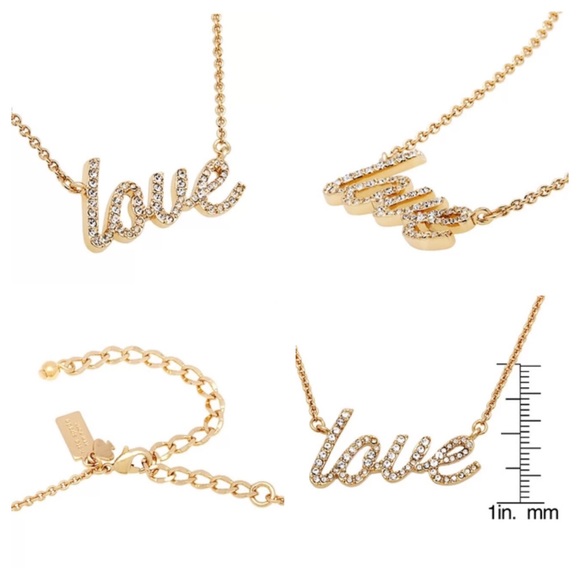 Kate Spade SAY YES "Love" Pave Crystal Necklace - Picture 3 of 4