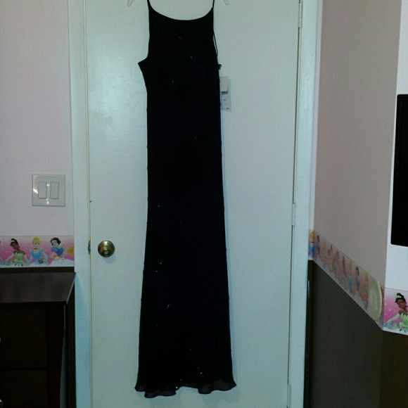 Long black sequined dress