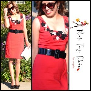 eShakti Fall Floral Appliqué Sheath Dress