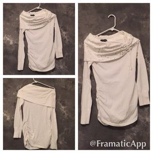 Shoulder White Sweater Top - beautiful !