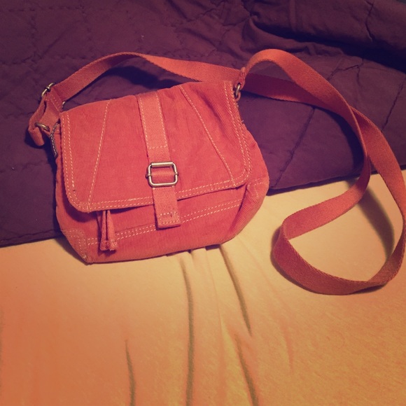 Fossil Orange Corduroy Shoulder Bag