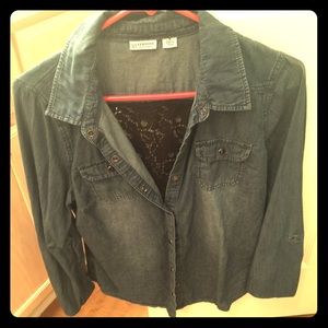 Jean top with black lace on the back!