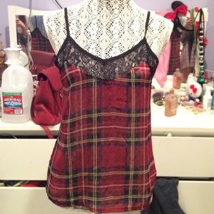LF Chiffon Plaid Tank