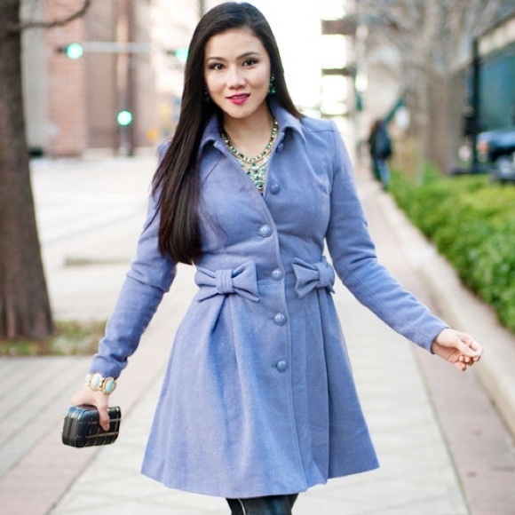 ❌ SOLD VENUS Purple-Greyish Pea Coat With Bow