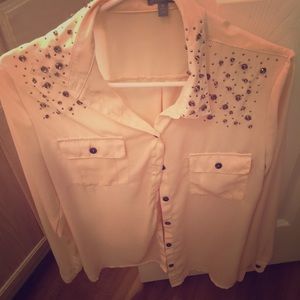Long sleeve embellished blouse
