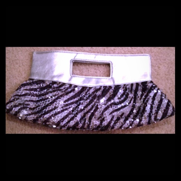 Adorable sparkley small Zebra sequin clutch purse