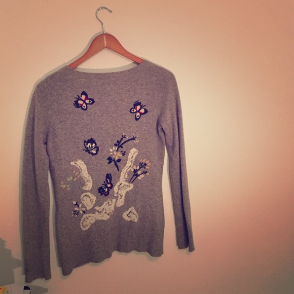 Gray Embroidered Cardigan