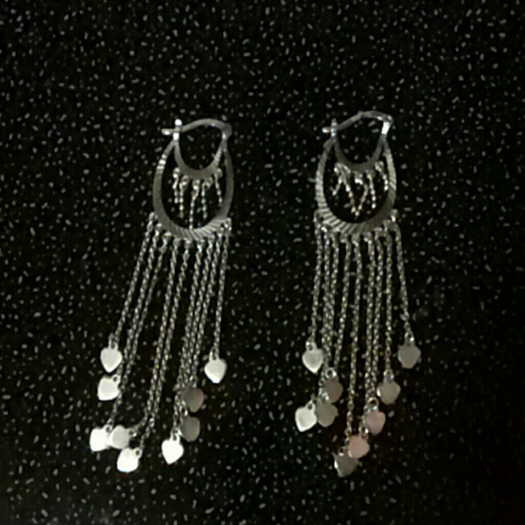 Sterling silver multi heart dangle earrings