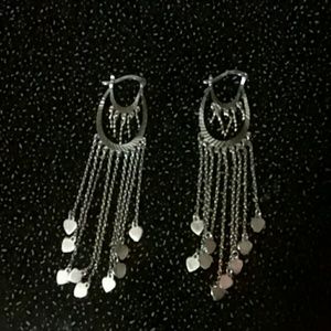 Sterling silver multi heart dangle earrings