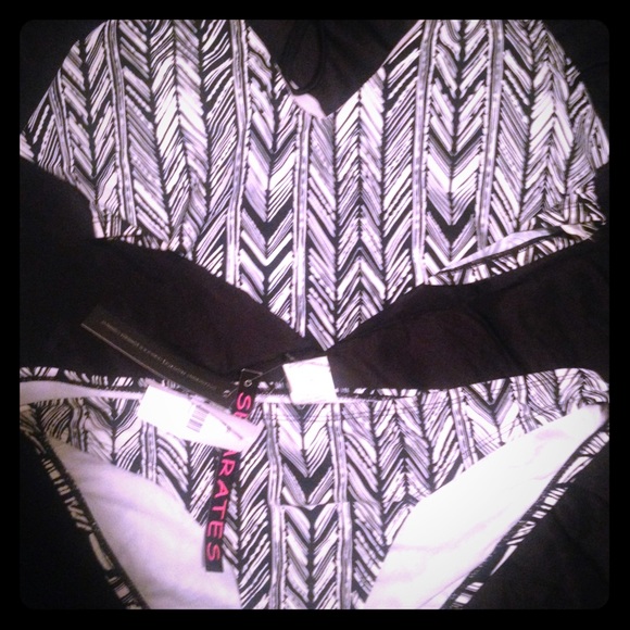 Tops - TWO PIECE BLACK AN WHITE SWIMSUIT NWT