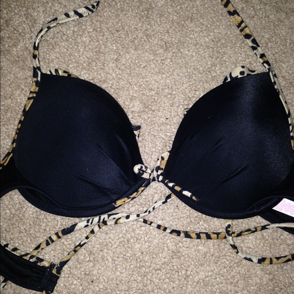 Black Cheetah Pushup Swim Top