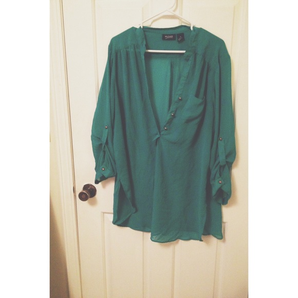 Green button-up dress shirt