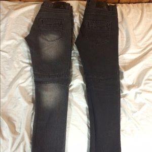 Black and ash grey biker jeans