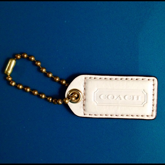 COACH Leather Hangtag Keychain - Solid White - Picture 1 of 3