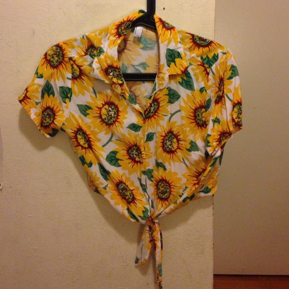 Sunflower Button Crop Top