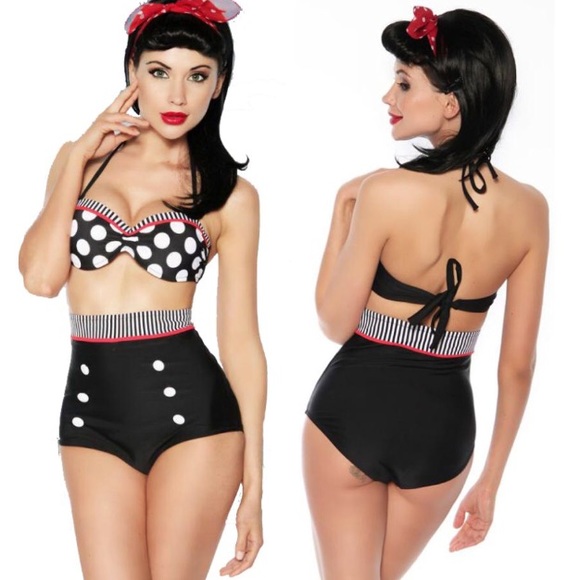 Black/white vintage bikini set - Picture 2 of 4