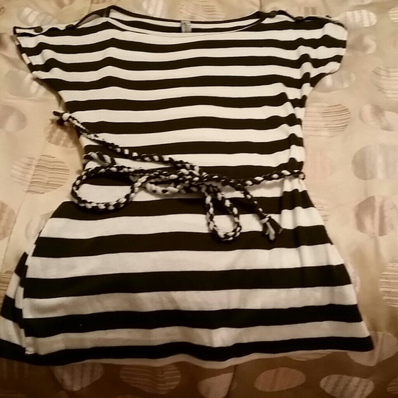 Striped shirt/tie dress