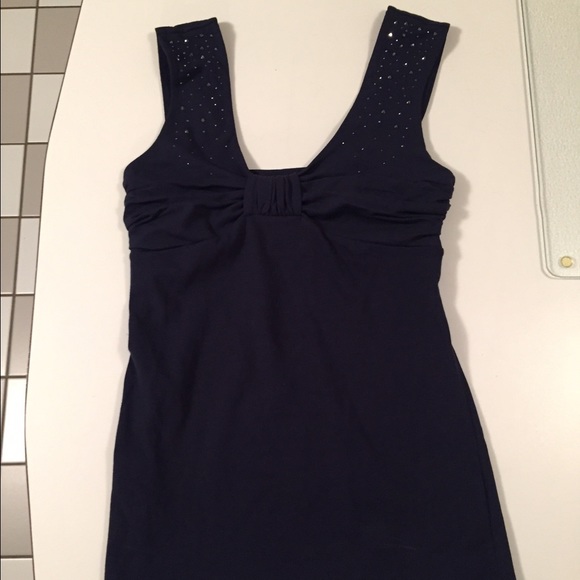 Navy Express tank top with embellished straps - S