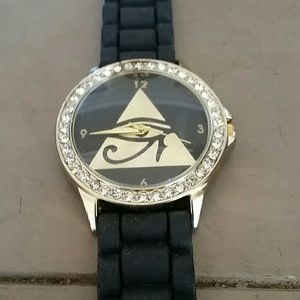 gold and black watch