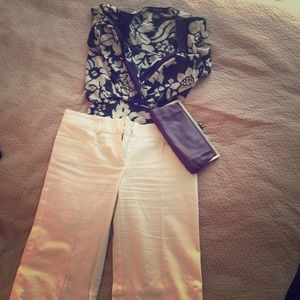 Bebe White Straight Leg Pants