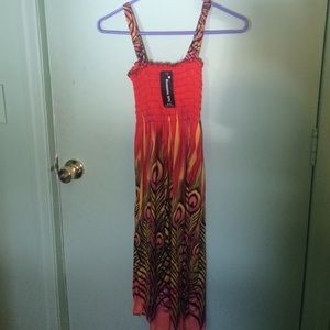 Tribal peacock feather print dress