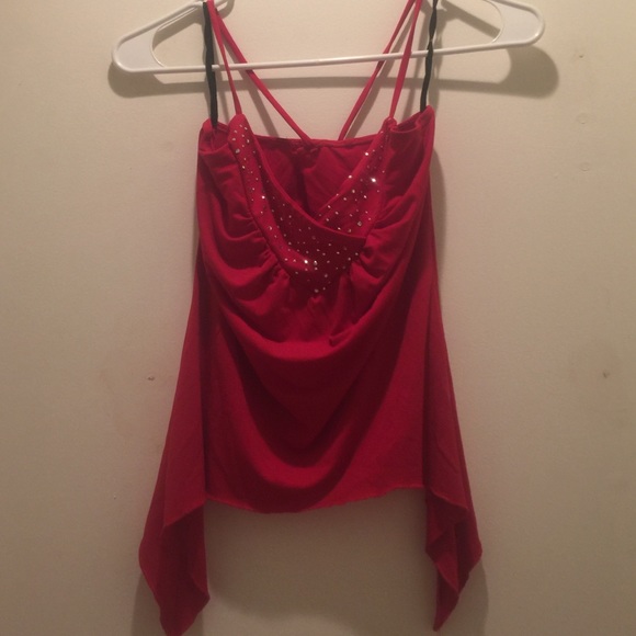 Super sexy red shirt with rhinestones