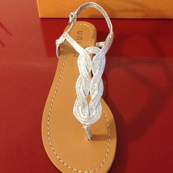 NWT silver sandals with box