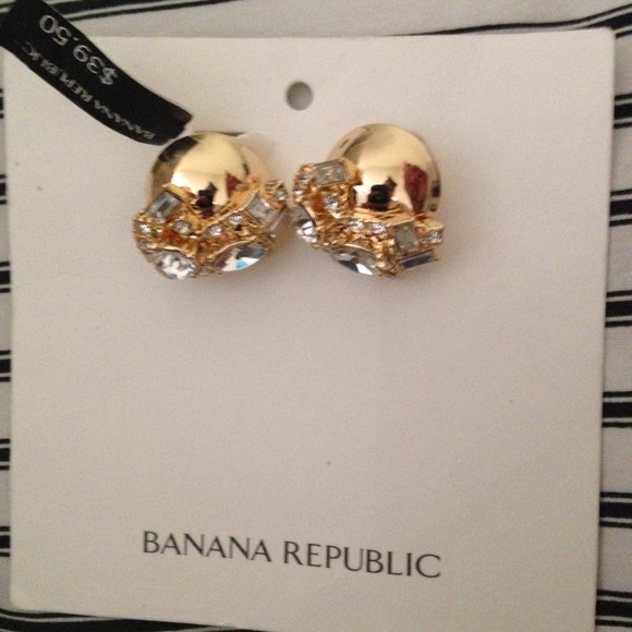 New Banana Republic Gold and rhinestone earrings
